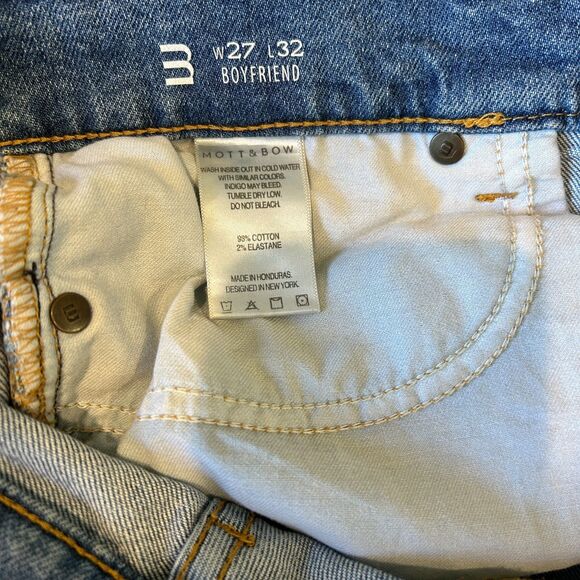 Mott & Bow Boyfriend Jeans Size 27 Slim Leg Blue Color Mid Rise - Picture 3 of 7
